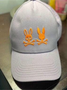 Psycho Bunny Lilac Cap with Orange Embroidered Logo
